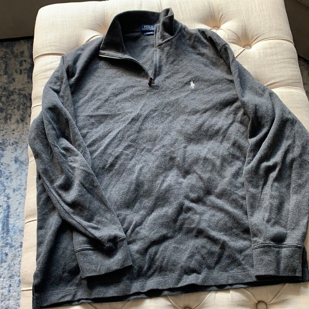 Polo grey quarter zip pullover ribbed XL